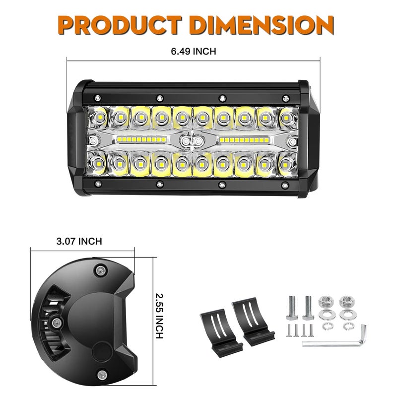 YEEGO DIRECT 7 Inch Led Light Bar, 240W 24000LM Spot Flood Combo Beam Triple Row Off Road Light Pods Work Lights for UTV ATV SUV Truck Tractor Pickup Boat (2 Pcs) - Image 5
